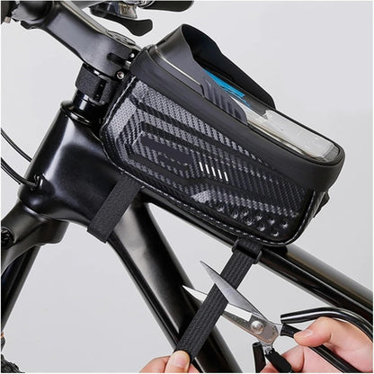 Waterproof Front Bike Bag with Touch Screen Phone Holder, Fits 4.7-6.8 Inch Phones(Yellow)