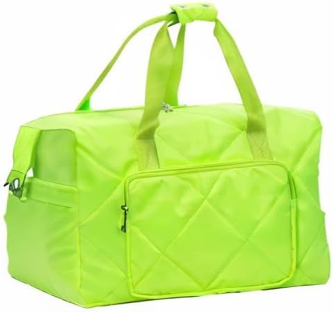 Sports Tote Gym Bag for Women, Travel Duffel Bag, Shoulder Weekender Overnight Bag for Women Girls Travel, Gym, Yoga (Fluorescent Green)