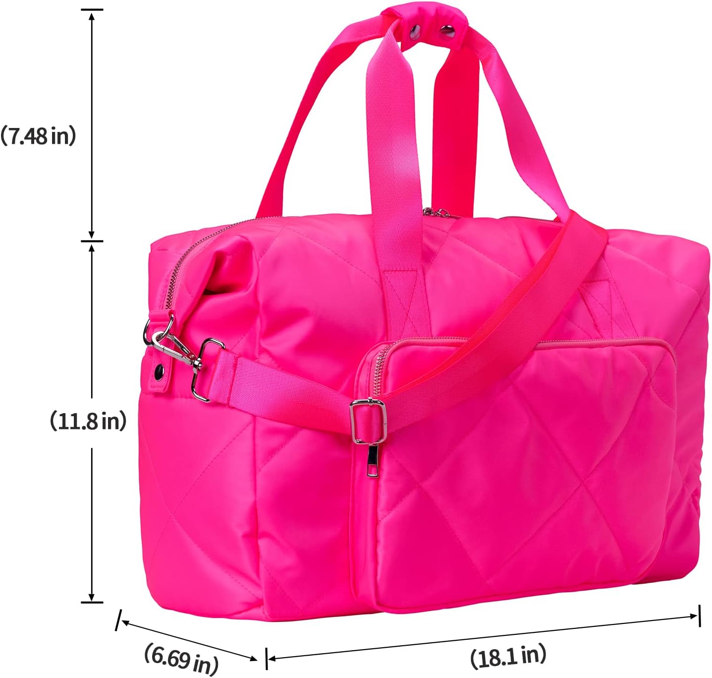 Sports Tote Gym Bag for Women, Travel Duffel Bag, Shoulder Weekender Overnight Bag for Women Girls Travel, Gym, Yoga (Fluorescent Green)