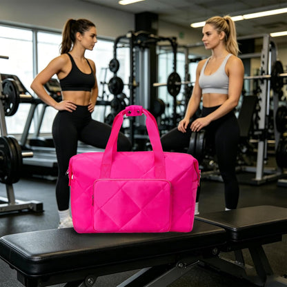 Sports Tote Gym Bag for Women, Travel Duffel Bag, Shoulder Weekender Overnight Bag for Women Girls Travel, Gym, Yoga (Fluorescent Green)