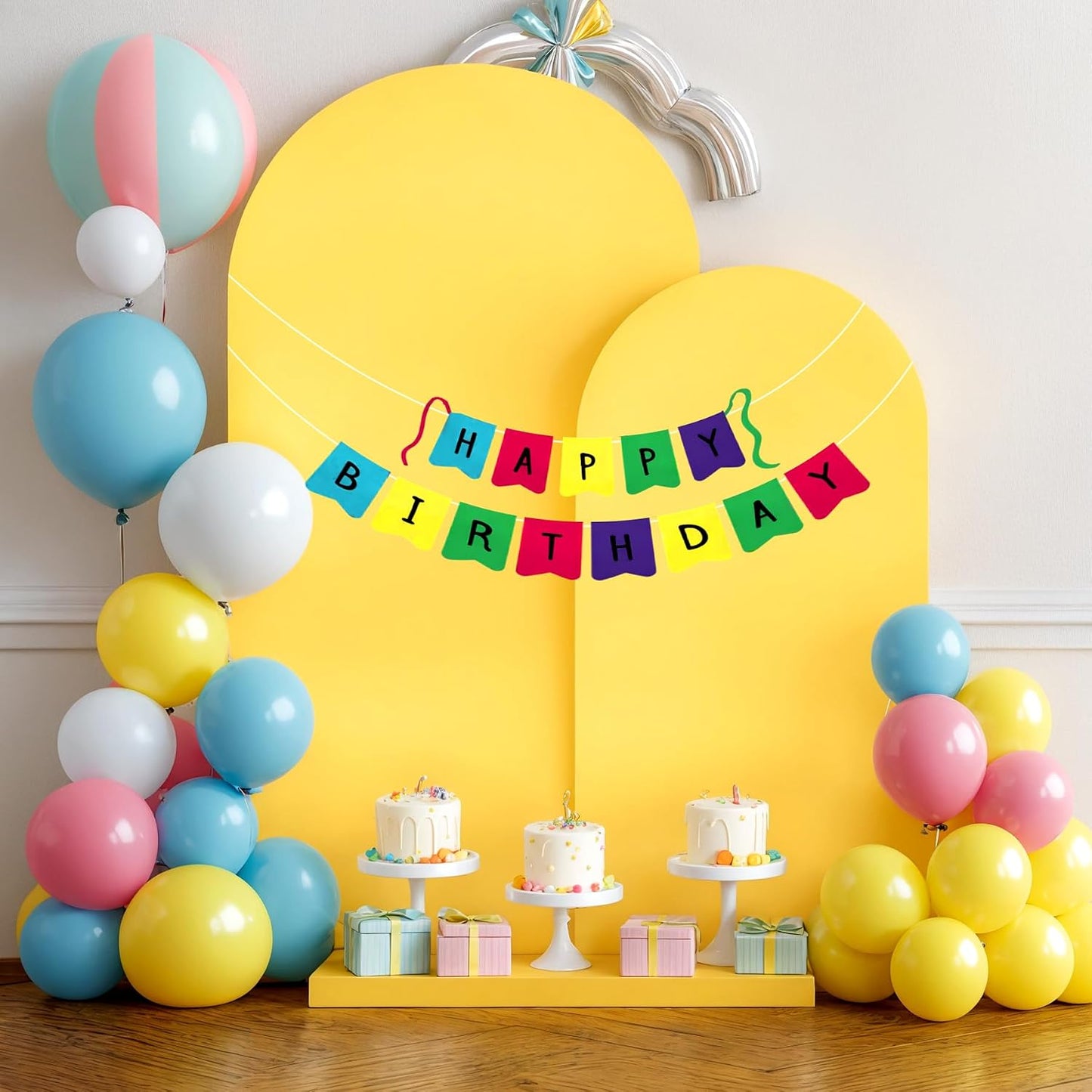 Yellow Arch Backdrop Covers - 7.2FT, 6FT Spandex Fitted Wedding Arch Stand Covers Round Top Chiara Arch Backdrop Cover for Wedding Birthday Party Decoration