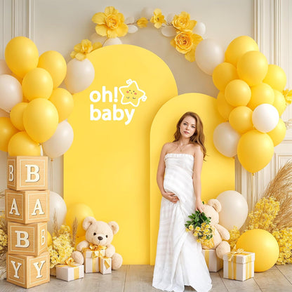 Yellow Arch Backdrop Covers - 7.2FT, 6FT Spandex Fitted Wedding Arch Stand Covers Round Top Chiara Arch Backdrop Cover for Wedding Birthday Party Decoration