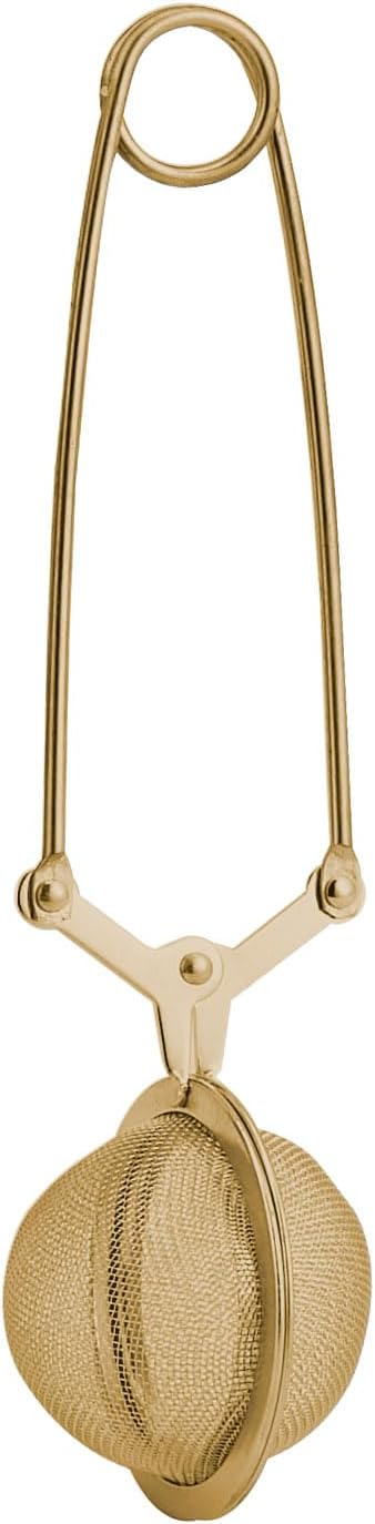 Kitchen Gold Mesh Snap Tea Ball Infuser, Gold-Toned Titanium-Coated Stainless Steel, For Loose Tea or Mulling Spices