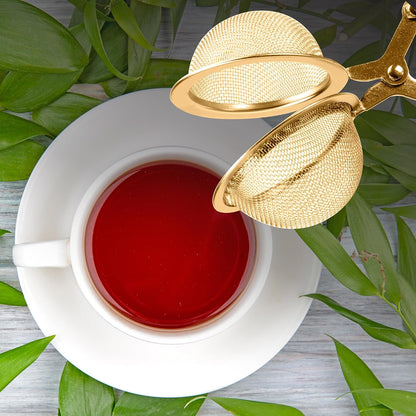 Kitchen Gold Mesh Snap Tea Ball Infuser, Gold-Toned Titanium-Coated Stainless Steel, For Loose Tea or Mulling Spices
