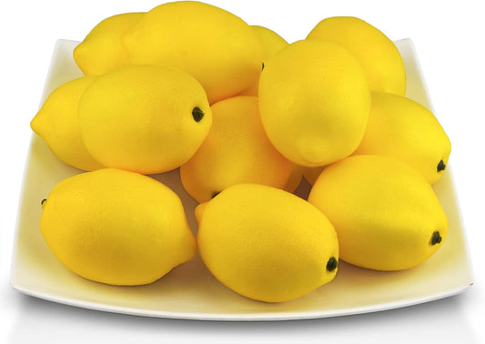 Artificial Lemons Simulation Lifelike Small Lemons Fake Fruit for Home Kitchen Wedding Party Decoration Photography 12pcs Set (Yellow)