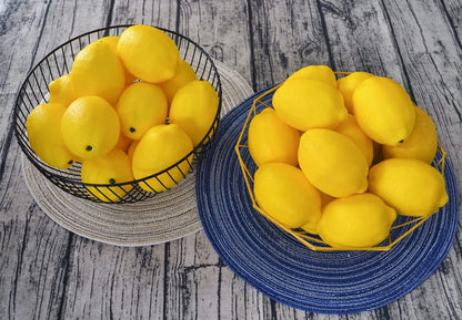 Artificial Lemons Simulation Lifelike Small Lemons Fake Fruit for Home Kitchen Wedding Party Decoration Photography 12pcs Set (Yellow)