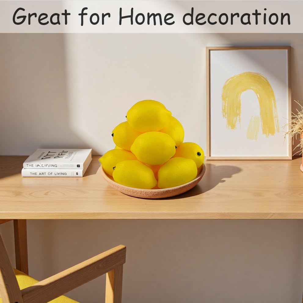 Artificial Lemons Simulation Lifelike Small Lemons Fake Fruit for Home Kitchen Wedding Party Decoration Photography 12pcs Set (Yellow)