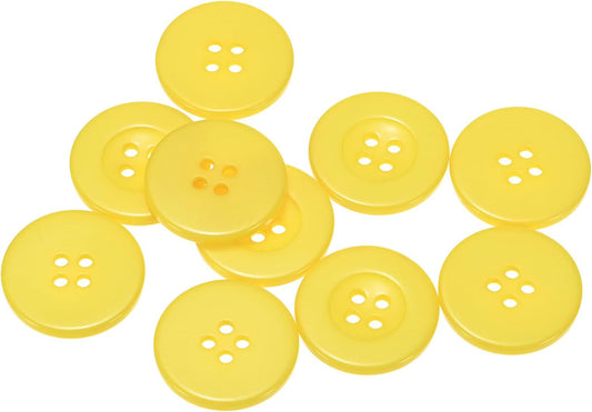 10pcs 40L Sewing Buttons 1"(25mm) Resin Round Flat 4-Hole Craft Replacement Buttons for Coats Sewing Clothing and DIY, Yellow