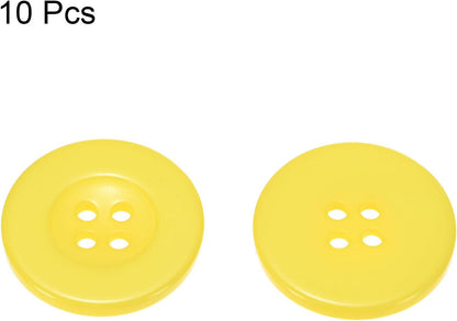10pcs 40L Sewing Buttons 1"(25mm) Resin Round Flat 4-Hole Craft Replacement Buttons for Coats Sewing Clothing and DIY, Yellow