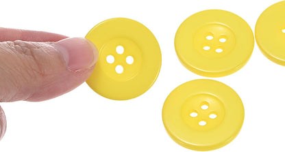 10pcs 40L Sewing Buttons 1"(25mm) Resin Round Flat 4-Hole Craft Replacement Buttons for Coats Sewing Clothing and DIY, Yellow