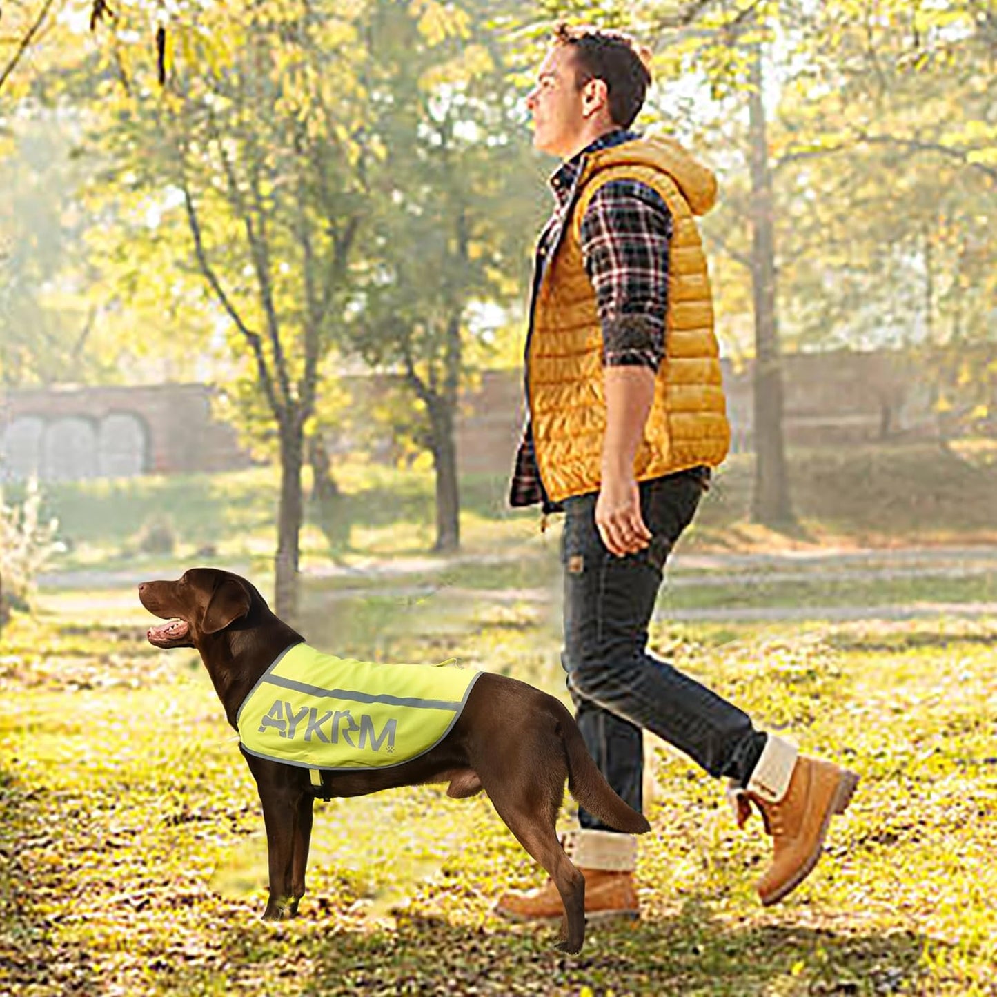 Yellow Reflective Dog Vest for 3XLarge Breeds, High Visibility Dog Safety Vest Harness with Removable Bell Keep Safe from Hunting, Training & Cars Accidents