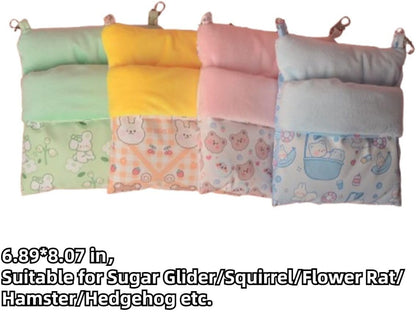 Sugar Glider Cuddle Sack Sleeping Pouch Bonding Snuggle Cage Hanging Bed House Hideout Cave for Hamster, Rat, Ferret, Squirrel and Other Small Animal Beds (Yellow)