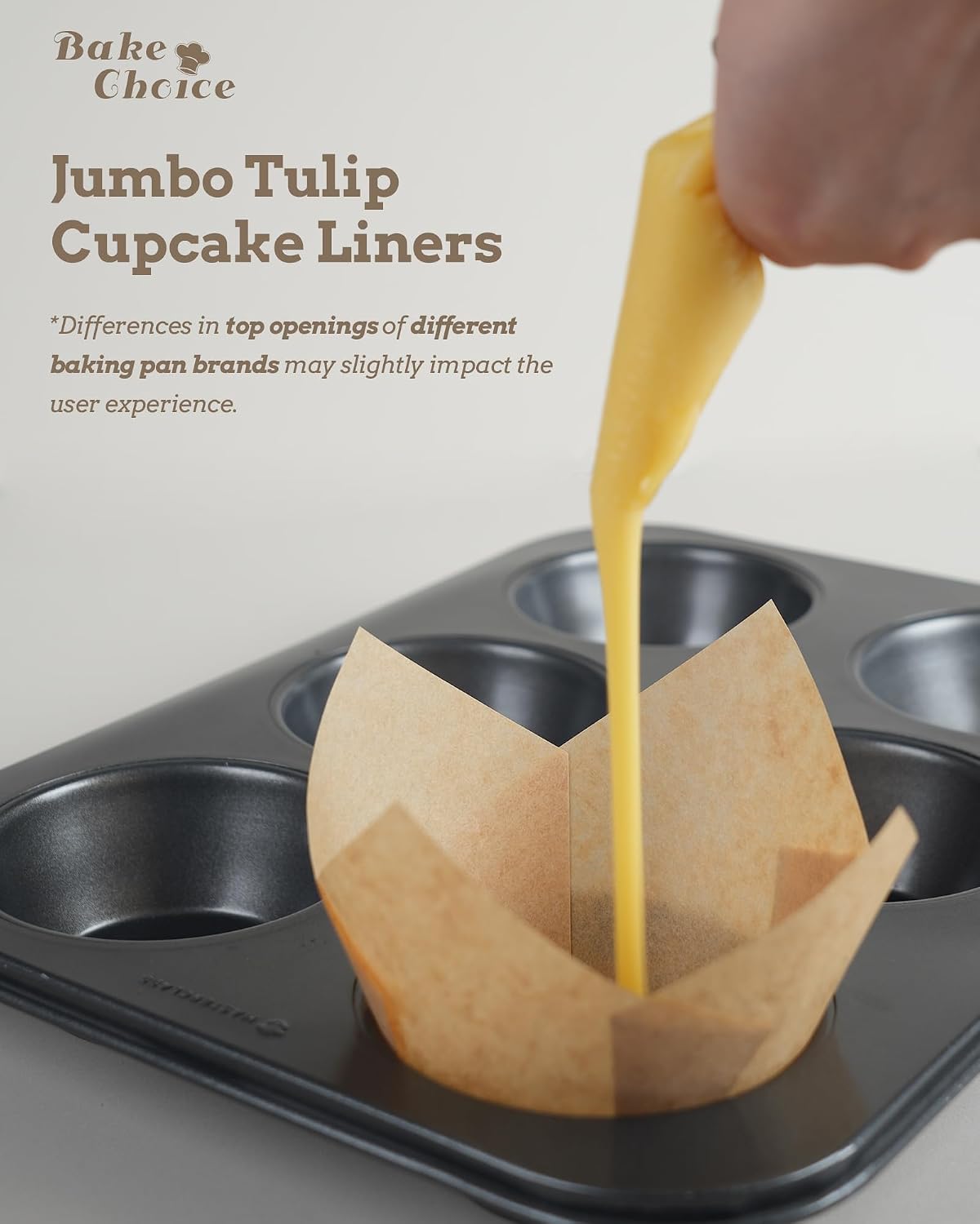 100pcs Natural Super Jumbo Tulip Cupcake Liners for Baking, Unbleached Cupcake Liner, Greaseproof Parchment Paper Muffin Liners, Tulip Muffin Liners for Party, Christmas, Valentines