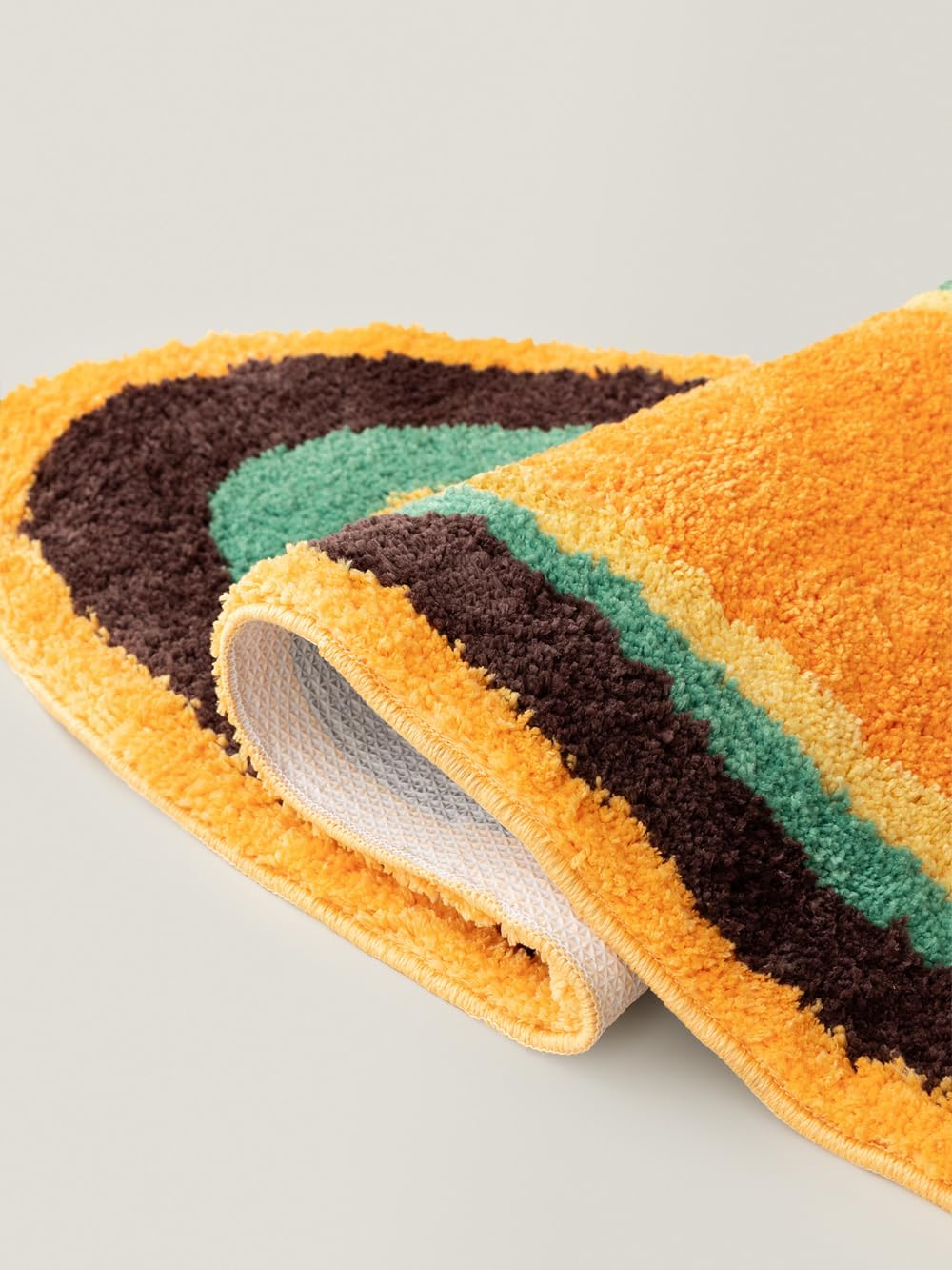 Ripple Oval Rug - Retro Yellow Area Rug,Microfiber Absorbent Non-Slip Throw Rug,TPR Non-Slip Bottom, （47.3" L × 17.72" W）