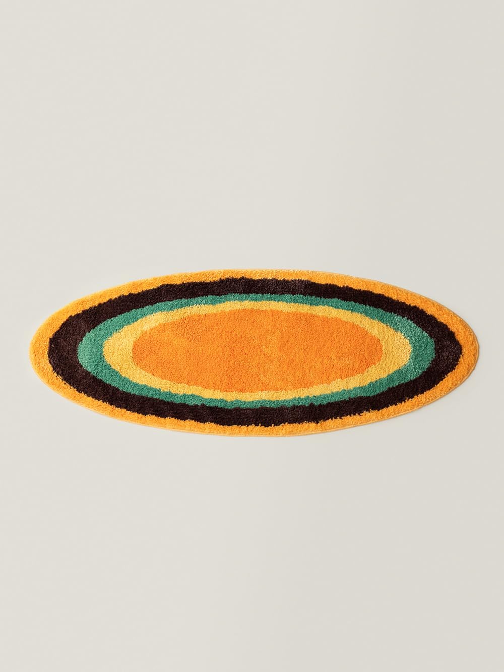 Ripple Oval Rug - Retro Yellow Area Rug,Microfiber Absorbent Non-Slip Throw Rug,TPR Non-Slip Bottom, （47.3" L × 17.72" W）