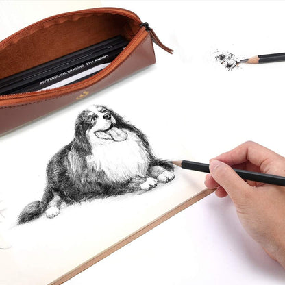 Sketching Pencil Drawing Pencils Set-26pcs, Art Supplies Drawing Kit,Graphite Charcoal Pro Draw Pencil Set,gift for Adults Beginners Artist for drawing sketching with Yellow Case