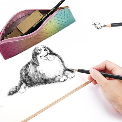 Sketching Pencil Drawing Pencils Set-26pcs, Art Supplies Drawing Kit,Graphite Charcoal Pro Draw Pencil Set,gift for Adults Beginners Artist for drawing sketching with Yellow Case