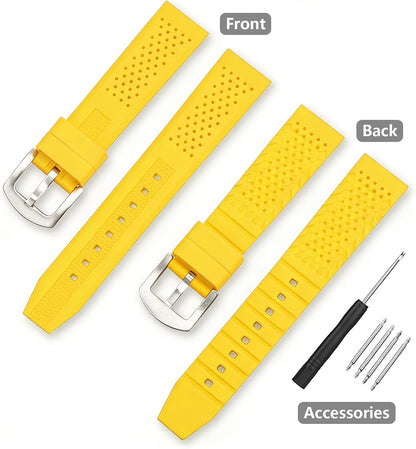 Silicone Watch Bands 16mm 18mm 20mm 22mm 24mm Replacement Rubber Diving Watch Straps Waterproof Sport with Stainless Steel Buckle Unisex for Men and Women