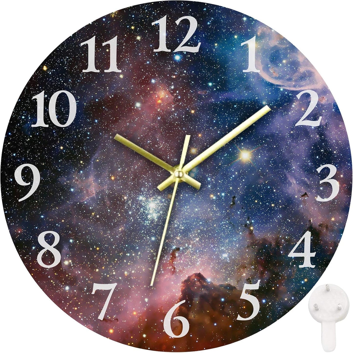 Round Wall Clock Silent Non-Ticking 12", Lemon Summer | Floral Botanical Home Decor Battery Operated Clock for Living Room, Kitchen, Bedroom, and Office