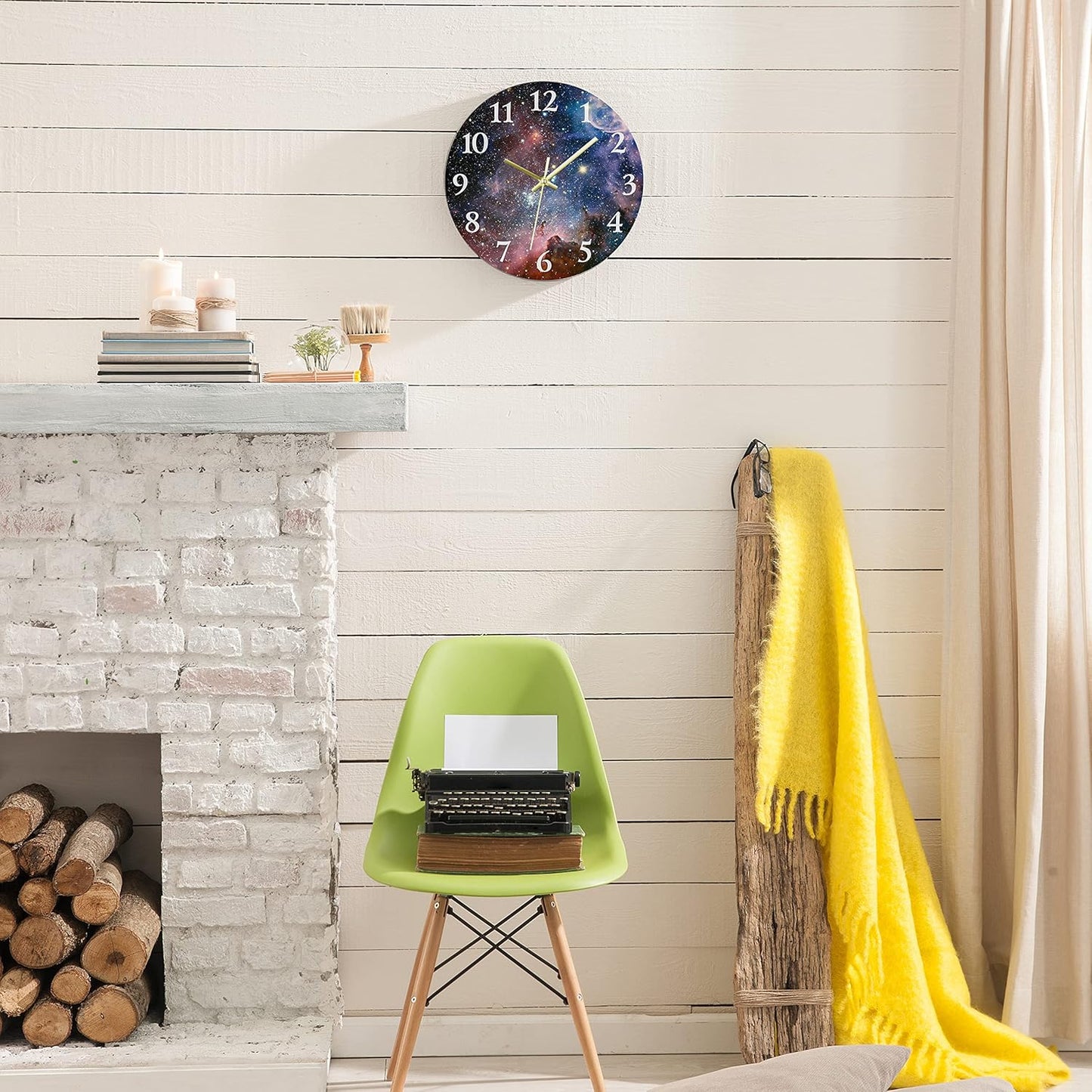 Round Wall Clock Silent Non-Ticking 12", Lemon Summer | Floral Botanical Home Decor Battery Operated Clock for Living Room, Kitchen, Bedroom, and Office