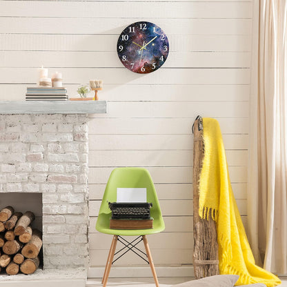 Round Wall Clock Silent Non-Ticking 12", Lemon Summer | Floral Botanical Home Decor Battery Operated Clock for Living Room, Kitchen, Bedroom, and Office
