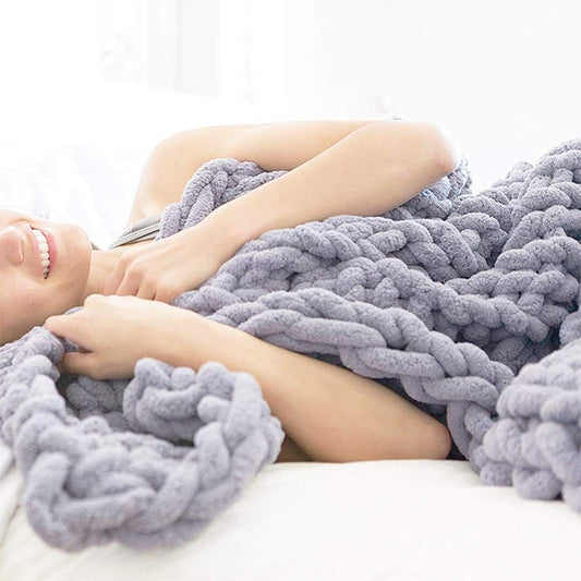 Warm Chunky Knit Blanket Warm Throw Hand Knitted Chunky Throw Blanket for Couch, Thick and Warm Blanket for Winter, Linen, Crochet Blanket,Yellow,50 * 50 cm