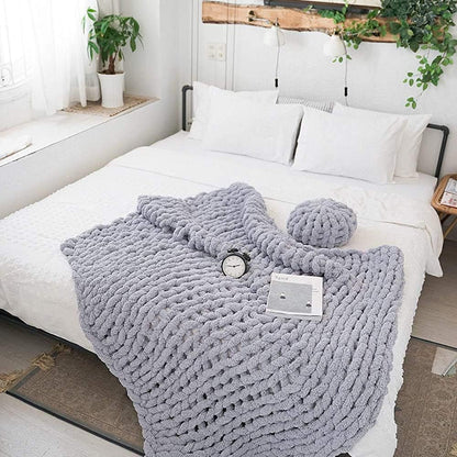 Warm Chunky Knit Blanket Warm Throw Hand Knitted Chunky Throw Blanket for Couch, Thick and Warm Blanket for Winter, Linen, Crochet Blanket,Yellow,50 * 50 cm