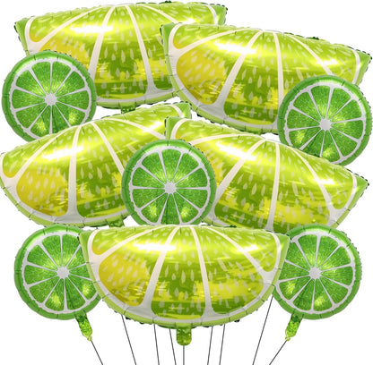 Lemon-Balloons Fruit-Balloon 10PCS Lime Fruit Green Lemon Foil Balloons Summer Bachelorette Birthday Wedding Fiesta Baby Shower Party Decorations Supply