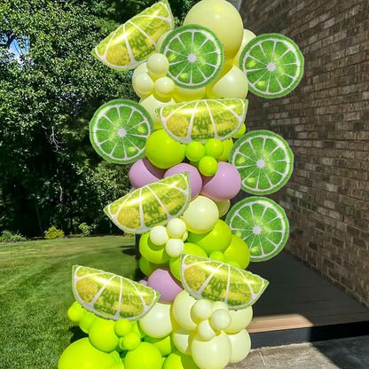 Lemon-Balloons Fruit-Balloon 10PCS Lime Fruit Green Lemon Foil Balloons Summer Bachelorette Birthday Wedding Fiesta Baby Shower Party Decorations Supply