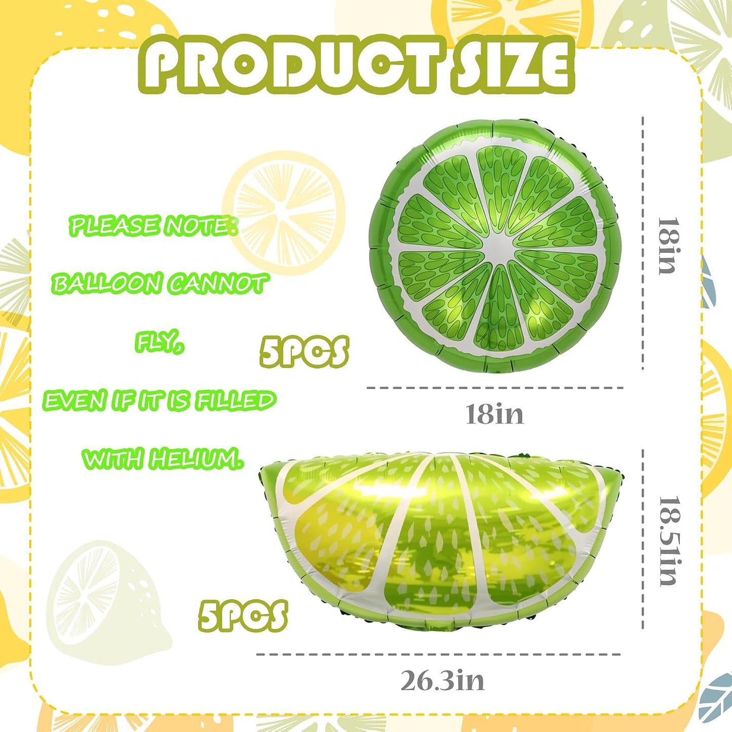 Lemon-Balloons Fruit-Balloon 10PCS Lime Fruit Green Lemon Foil Balloons Summer Bachelorette Birthday Wedding Fiesta Baby Shower Party Decorations Supply