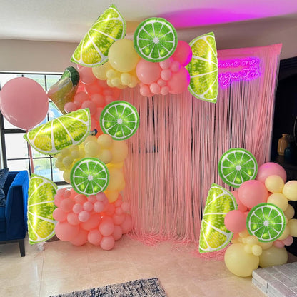Lemon-Balloons Fruit-Balloon 10PCS Lime Fruit Green Lemon Foil Balloons Summer Bachelorette Birthday Wedding Fiesta Baby Shower Party Decorations Supply
