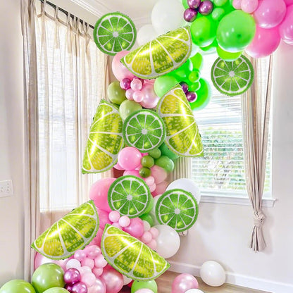 Lemon-Balloons Fruit-Balloon 10PCS Lime Fruit Green Lemon Foil Balloons Summer Bachelorette Birthday Wedding Fiesta Baby Shower Party Decorations Supply