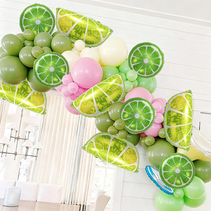 Lemon-Balloons Fruit-Balloon 10PCS Lime Fruit Green Lemon Foil Balloons Summer Bachelorette Birthday Wedding Fiesta Baby Shower Party Decorations Supply