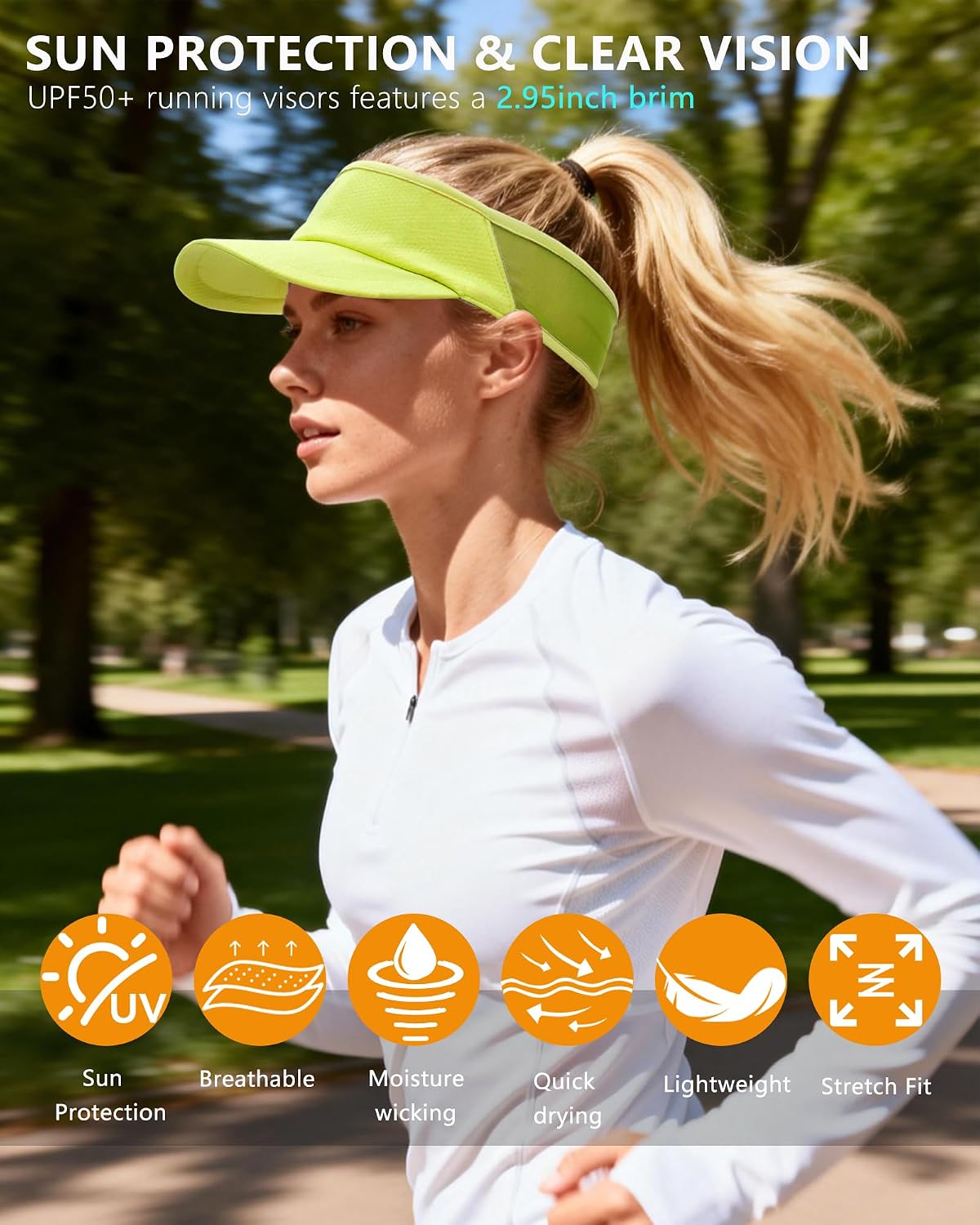 Sports Sun Visor for Women Men, Summer Cooling Stretchy Visors Hats | Ultra Lightweight ,Mesh Breathable ,Quick Drying Sun Hat , Womens UV Protection for Outdoor Golf Running Beach Tennis
