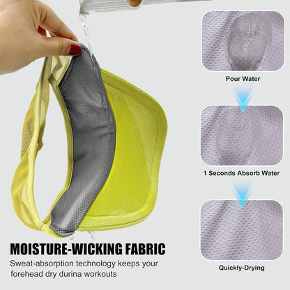 Sports Sun Visor for Women Men, Summer Cooling Stretchy Visors Hats | Ultra Lightweight ,Mesh Breathable ,Quick Drying Sun Hat , Womens UV Protection for Outdoor Golf Running Beach Tennis