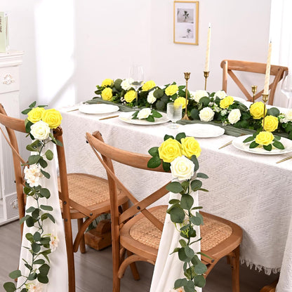 16 Pcs Foam Fake Roses with Stems, Artificial Flowers for Wedding | Yellow Real Touch Boxed Foam Roses for Bridal Shower Table Centerpieces, Party Arrangements, Cake Decorations, DIY Bouquets