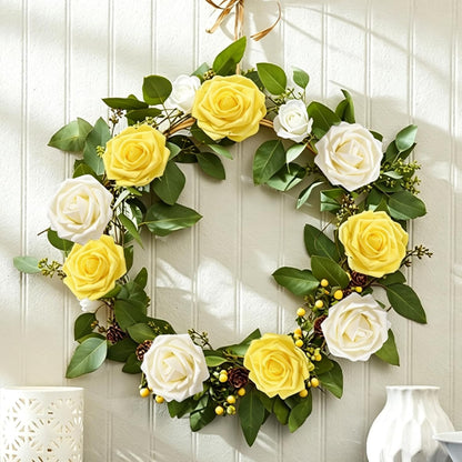 16 Pcs Foam Fake Roses with Stems, Artificial Flowers for Wedding | Yellow Real Touch Boxed Foam Roses for Bridal Shower Table Centerpieces, Party Arrangements, Cake Decorations, DIY Bouquets