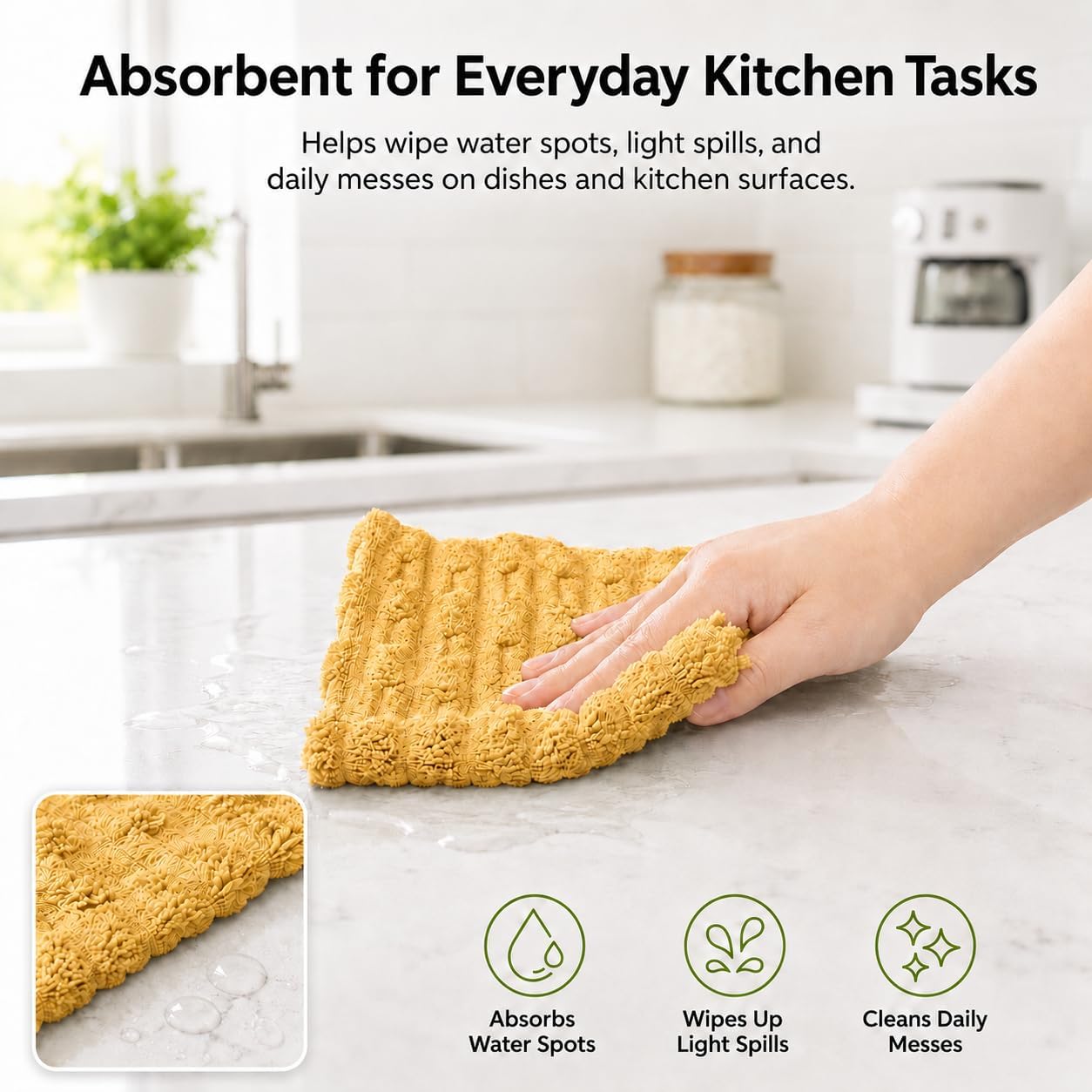 Microfiber Dish Cloths for Kitchen, 12 Pack 12 x 12 Inch Coral Velvet Kitchen Cleaning Cloths, Absorbent Reusable Non-Scratch Dish Rags for Dishes, Countertops & Sink