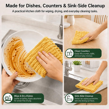Microfiber Dish Cloths for Kitchen, 12 Pack 12 x 12 Inch Coral Velvet Kitchen Cleaning Cloths, Absorbent Reusable Non-Scratch Dish Rags for Dishes, Countertops & Sink