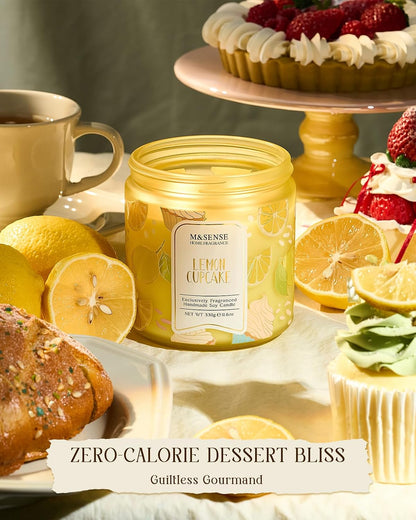 Lemon Vanilla Cupcake Scented Candle, 11.6oz Natural Soy Wax, 70 Hours Long Lasting Clean Burn, Citrus Vanilla Scents for Kitchen Freshness, Candle Gifts for Women Men, Warm Home Decor