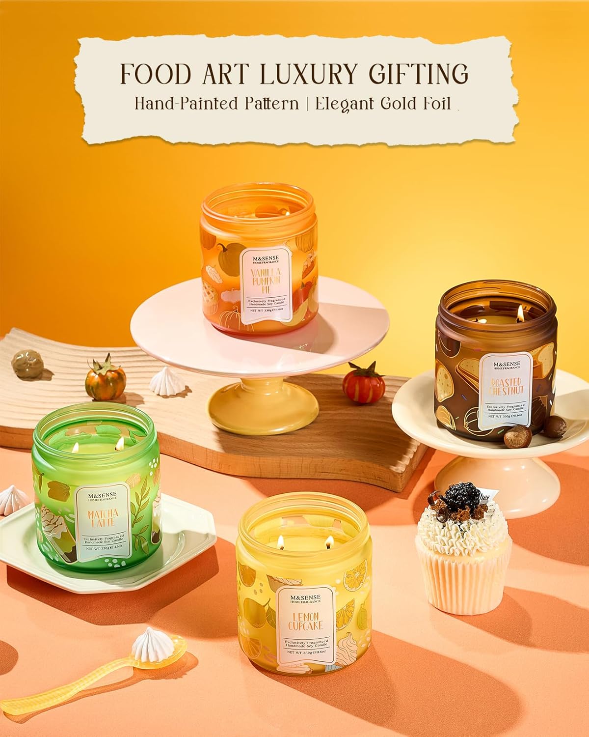 Lemon Vanilla Cupcake Scented Candle, 11.6oz Natural Soy Wax, 70 Hours Long Lasting Clean Burn, Citrus Vanilla Scents for Kitchen Freshness, Candle Gifts for Women Men, Warm Home Decor