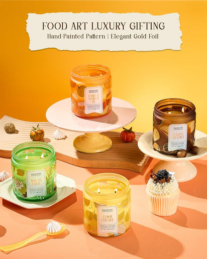 Lemon Vanilla Cupcake Scented Candle, 11.6oz Natural Soy Wax, 70 Hours Long Lasting Clean Burn, Citrus Vanilla Scents for Kitchen Freshness, Candle Gifts for Women Men, Warm Home Decor