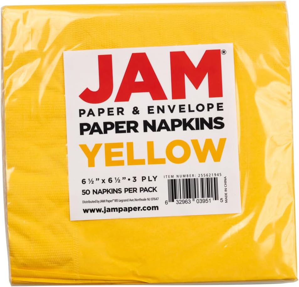 Medium Lunch Napkins - 6 1/2 x 6 1/2 - Yellow - 50/Pack