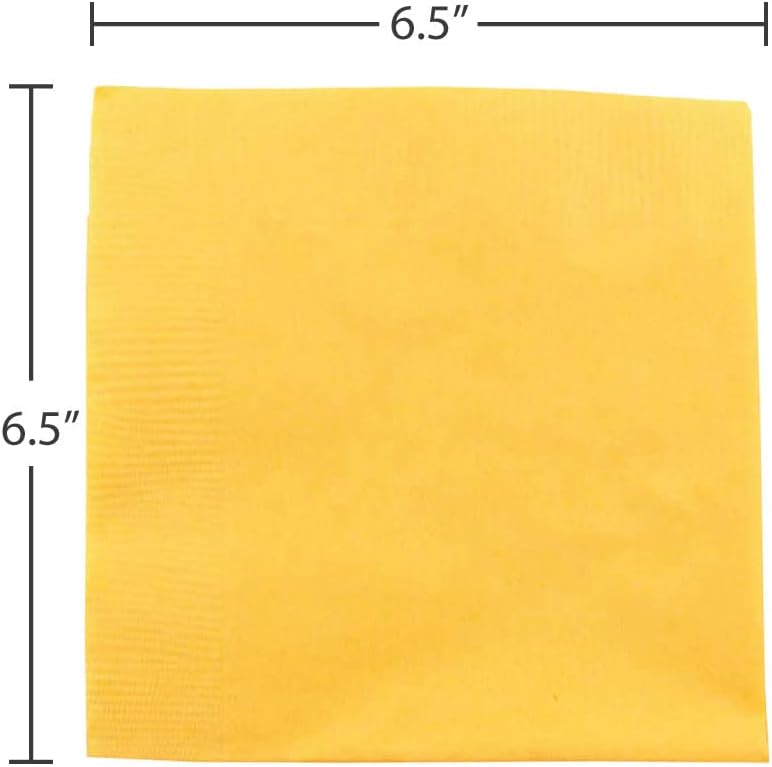 Medium Lunch Napkins - 6 1/2 x 6 1/2 - Yellow - 50/Pack
