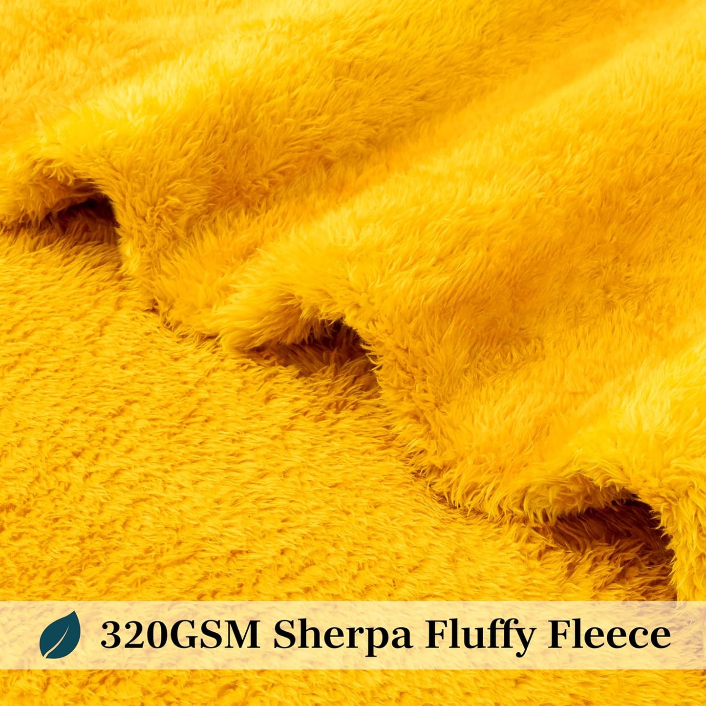 PAVILIA Sherpa Throw Blanket for Couch Sofa Bed, Mustard Yellow Fluffy Plush Fleece Microfiber Blanket, Lightweight Soft Cozy Reversible Throw, All Season Home Decor Gift, 50x60 Inches