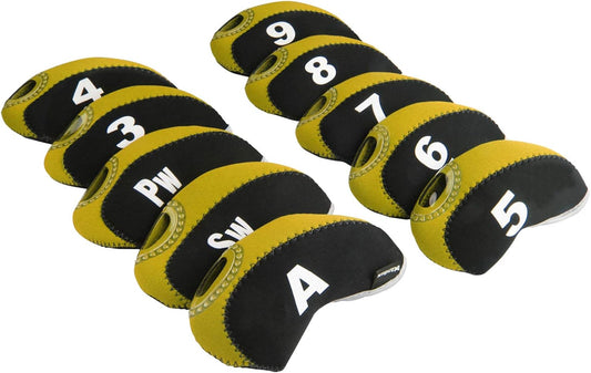 Number Print Golf Iron Club Head Covers 10pcs/Set | with Transparent Window | Right Hand | all the Same Size | Short Neck | Hook & Loop Closure