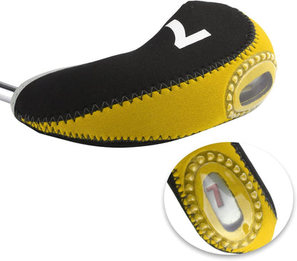 Number Print Golf Iron Club Head Covers 10pcs/Set | with Transparent Window | Right Hand | all the Same Size | Short Neck | Hook & Loop Closure