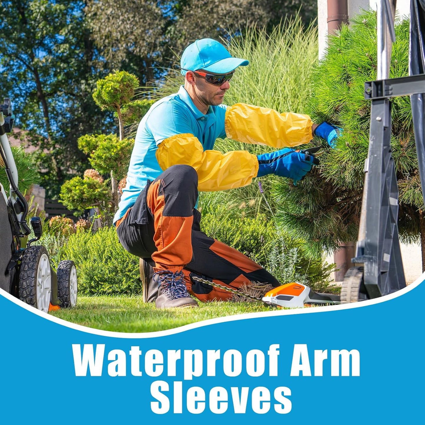 2 Pairs Arm Sleeves Covers, Soft Waterproof Oil-proof Sleeves Protector for Arm with Elastic on Cuffs