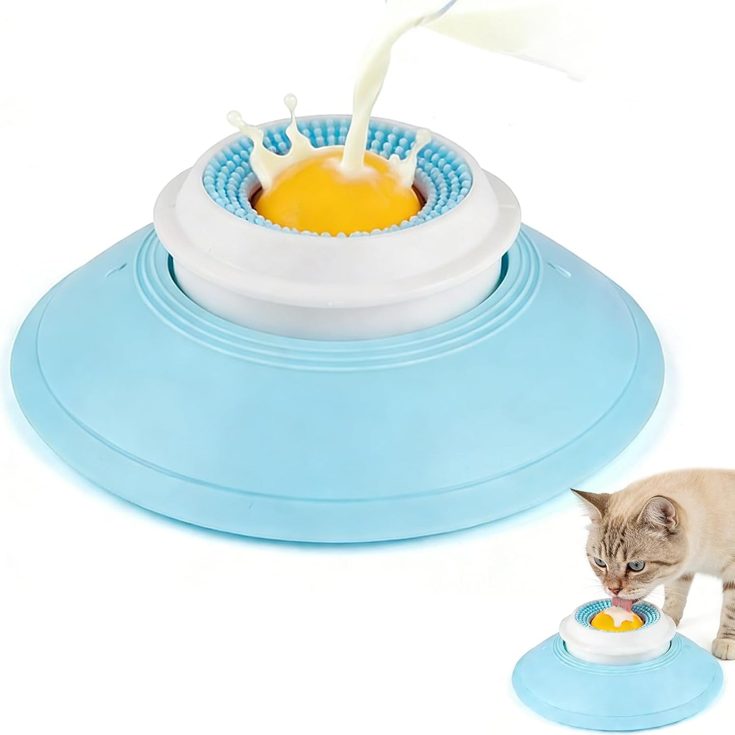 Cat Slow Feeder for Liquid/Wet Foods, Anxiety Relief Puppy Lick Bowl Treat Toy, Anti Slip Pet Bowls Dogs Cats Licking Ball Treat Dispenser for Small Medium Large Breeds
