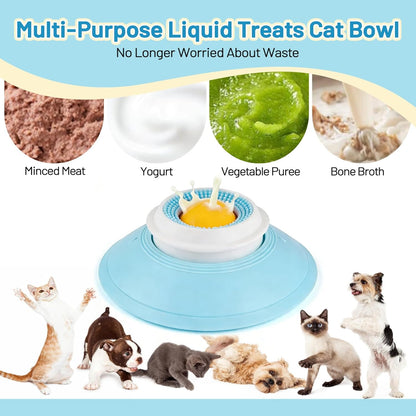 Cat Slow Feeder for Liquid/Wet Foods, Anxiety Relief Puppy Lick Bowl Treat Toy, Anti Slip Pet Bowls Dogs Cats Licking Ball Treat Dispenser for Small Medium Large Breeds